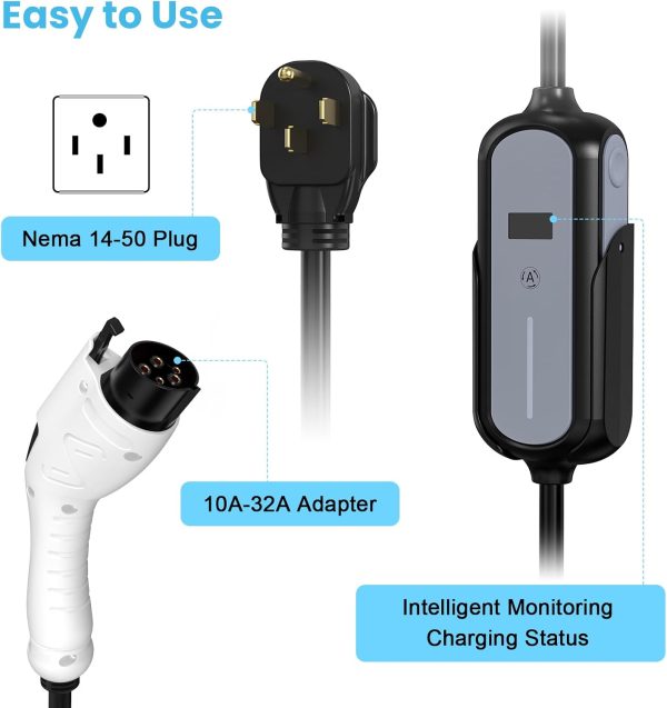 Portable Electric Car Charger with Adjustable Current(10-32A),240V EV - Image 4