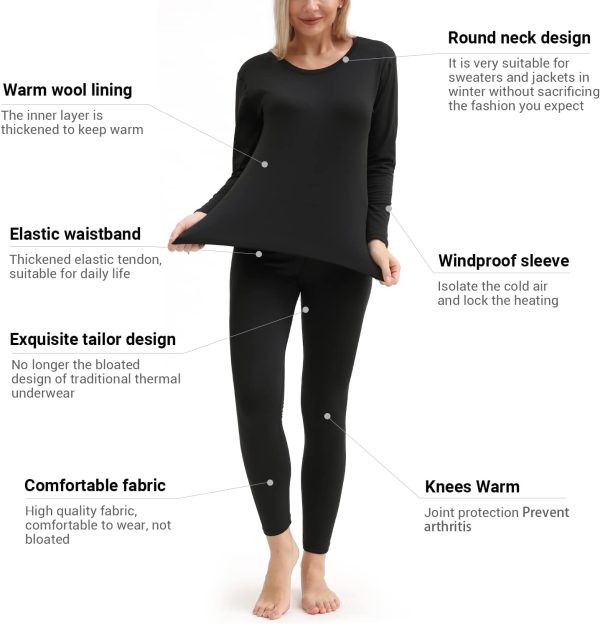 PISIQI Thermal Underwear Women Ultra-Soft Long Johns Set Base Layer Skiing - Image 3
