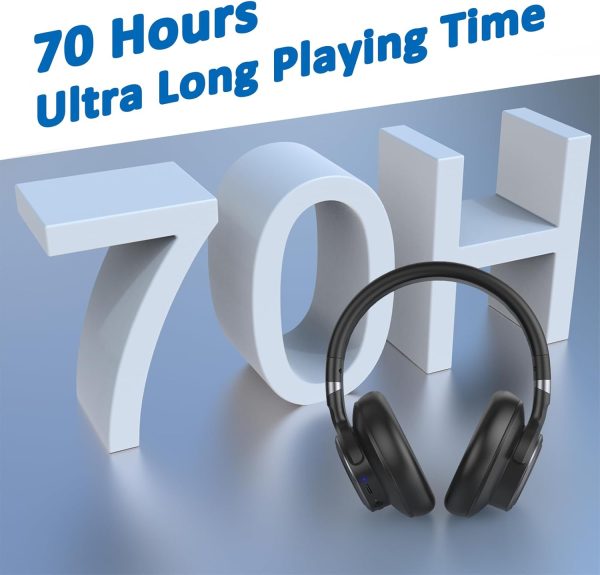 KVIDIO Active Noise Cancelling Headphones, 70 Hours Playtime Bluetooth - Image 3