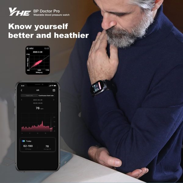 YHE Smartwatch BP Doctor Pro with Patented Cuff, Wrist Blood Pressure - Image 3