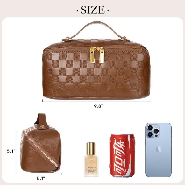 Large Capacity Checkered Makeup Bags Portable Travel Cosmetic Bags - Image 2
