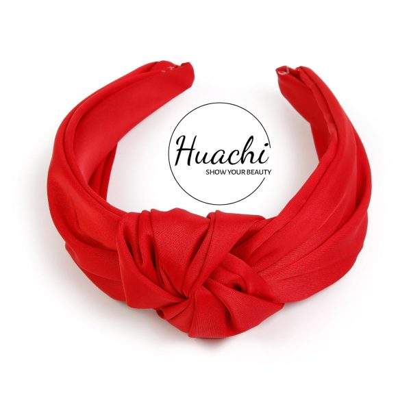 Knotted Headbands for Women Red Headband Non Slip Wide Thick Headband for - Image 3