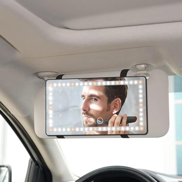 Car Sun Visor Vanity Mirror, Rechargeable Makeup Mirror with 3 Light Modes - Image 2