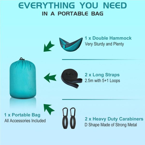 Camping Hammock Portable Nylon Hammocks with Tree Straps Single - Image 6