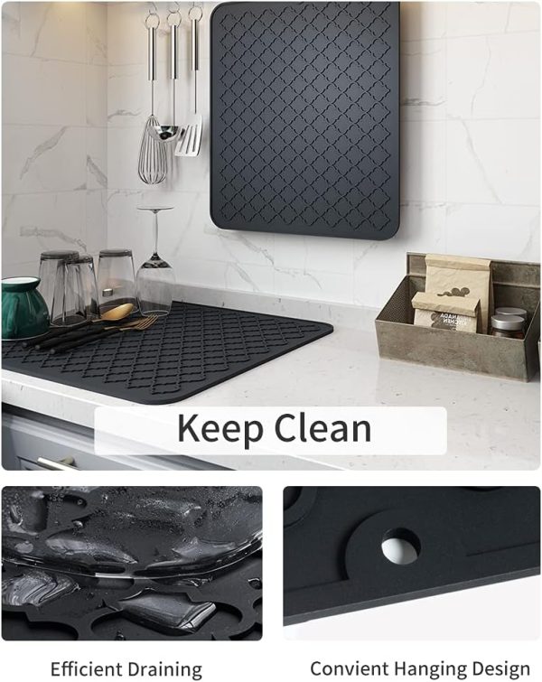 AMOAMI-Dish Drying Mats for Kitchen Counter-Silicone Dish Drying - Image 2