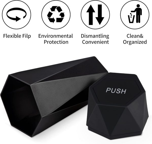 JUSTTOP Car Trash Can with Lid, Diamond Design Small Automatic Portable - Image 2