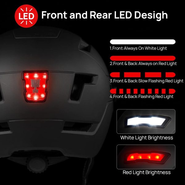 ILM Adult Bike Helmet with USB Rechargeable LED Front and Back Light - Image 2
