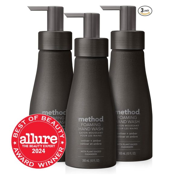 Method Premium Foaming Hand Wash, Vetiver + Amber, Reusable Black Aluminum - Image 2