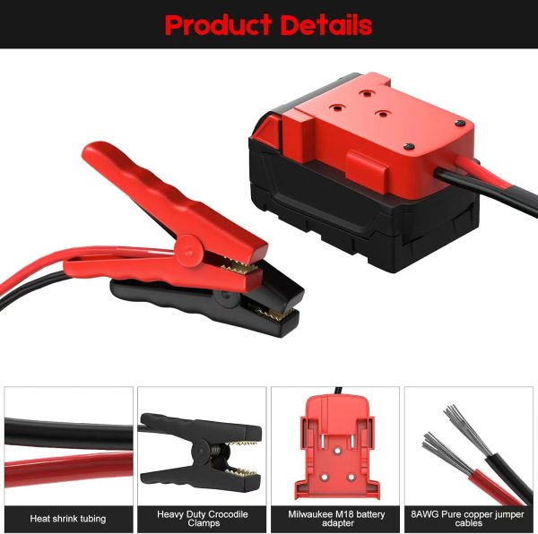 Jumper Cables for Milwaukee, Heavy Duty Booster Cables with Adapter for - Image 6