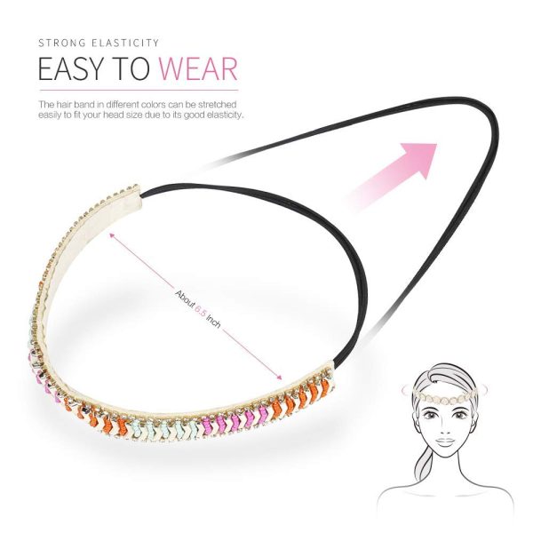 Teenitor 6 Pieces Elastic Rhinestone Beaded Women Headbands, Handmade - Image 2