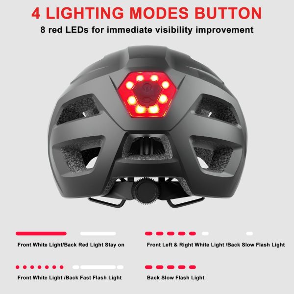 Bike Helmet, Mountain Bike Helmets for Men and Women, Front and Back LED - Image 4