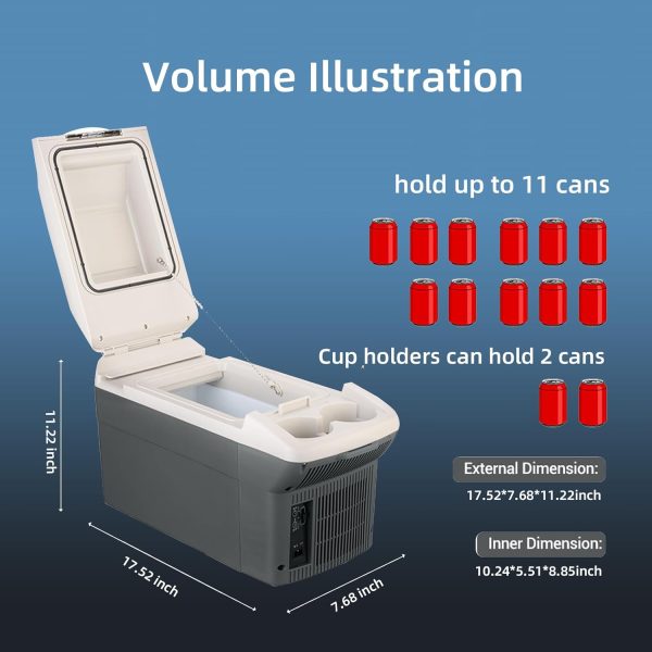 Car Refrigerator, 12V 8 Quart Portable Compact Cooler,9 Liter Capacity, - Image 3