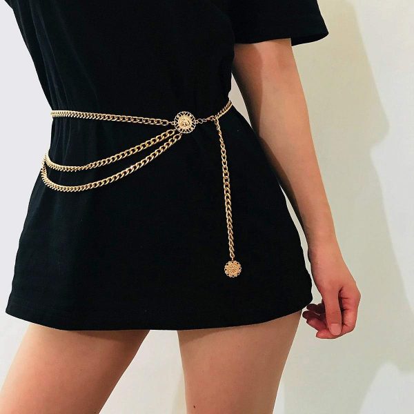 Glamorstar Multilayer Metal Waist Chain Dress Belts Metal Belt for Women - Image 2