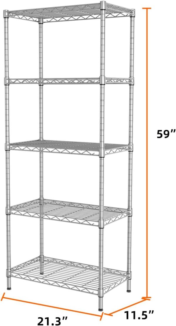SINGAYE 5 Shelves Storage Shelf Wire Shelf Adjustable Storage Shelving - Image 3