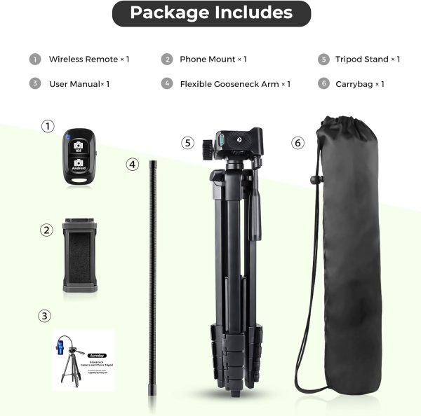 Aureday Phone Tripod, 82" Tripod for iPhone with Flexible Gooseneck, - Image 7
