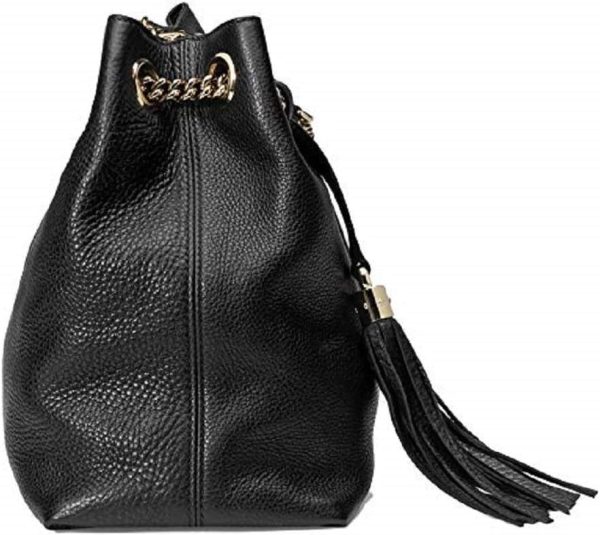 Gucci Soho Medium Black Double Leather Chain Shoulder Bag Tote Black Gold - Image 4
