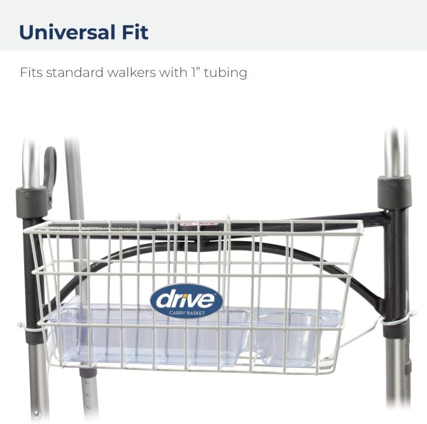 Drive Medical 10200B Walker Basket with Plastic Cup Holder, White - Image 3