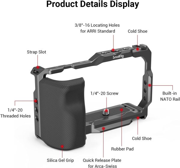 SMALLRIG ZV-E10 Cage with Silicone Handle and Built-in Threaded Holes, Cold - Image 2