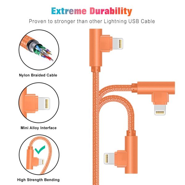 iPhone Charger, 3 Pack 10FT 90 Degree Charging Cable MFi Certified USB - Image 5