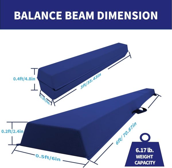 6 FT / 8 FT / 9 FT /10 FT Balance Beam Folding Gymnastics Beam - Extra Firm - Image 2