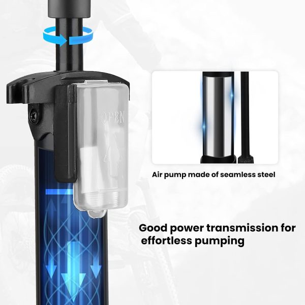 Hycline Bike Floor Pump with Gauge: Bicycle Tire Pump 160 PSI High Pressure - Image 6