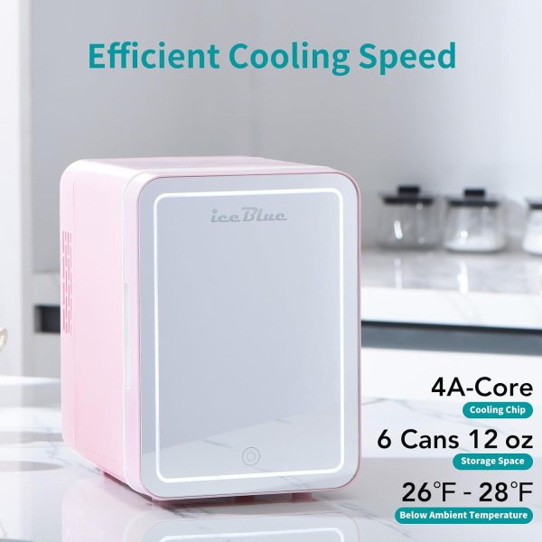 Iceblue Skincare Fridge with Dimmable LED Light Mirror, 4L Compact Makeup - Image 3