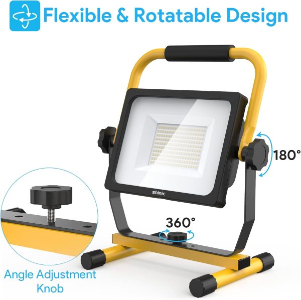 shinic 10000lm LED Work Light with Stand, 95W Outdoor Flood Light, IP66 - Image 4