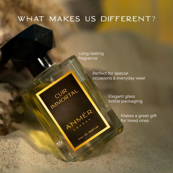 Luxury Cuir Immortal Perfume for Men & Women with Oud, Bergamot, Cardamom & - Image 3