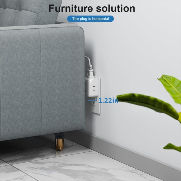 2pack Multi Plug Outlet Extender,Portable Travel Adapter with 5 Outlet - Image 3