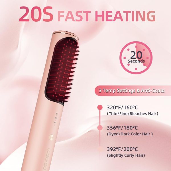 Hair Straightener Brush, Ionic Hair Straightening Brush Flat Iron for - Image 4