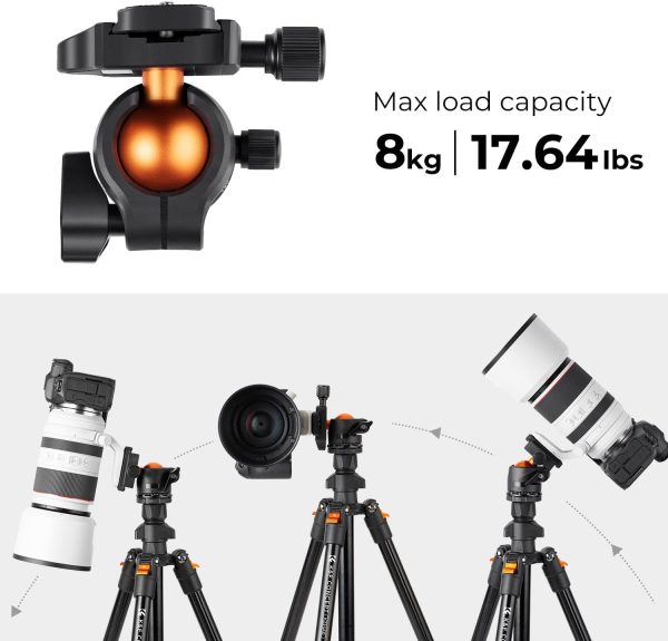 K&F Concept 64 inch/163cm Camera Tripod,Lightweight Travel Outdoor DSLR - Image 4