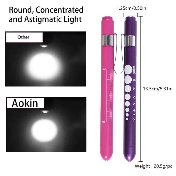 Aokin Pen Light with Pupil Gauge, Reusable LED Penlight Medical for Doctor - Image 5