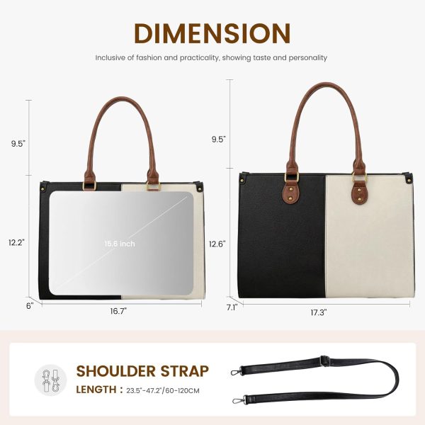 LOVEVOOK Laptop Bag for Women, 15.6 inch Laptop Tote Bag Vintage Work Bags - Image 3