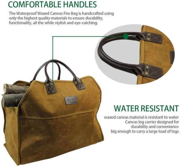 INNO STAGE Heavy Duty Wax Canvas Log Carrier Tote,Large Fire Wood - Image 4