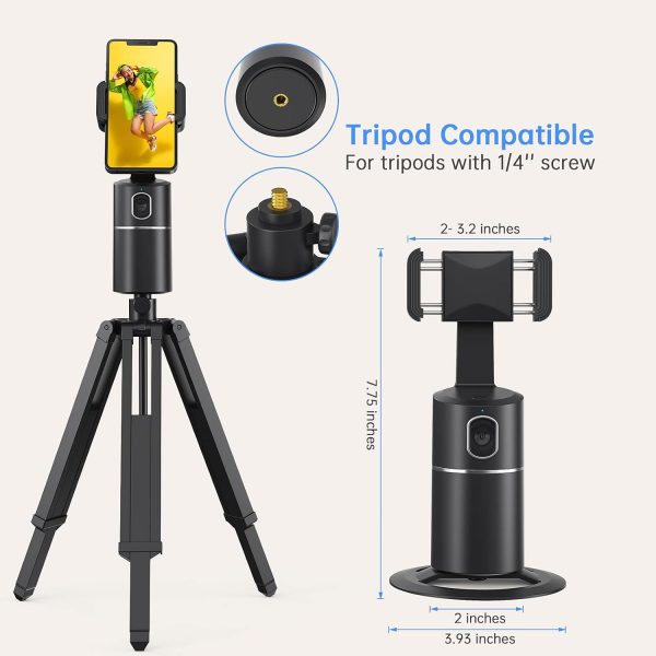 Auto Face Tracking Phone Holder, No App Required, 360° Rotation Face Body - Image 6