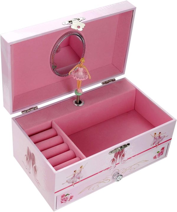 Sweet Musical Jewelry Box with Pullout Drawer and dancing Ballerina Girl - Image 4