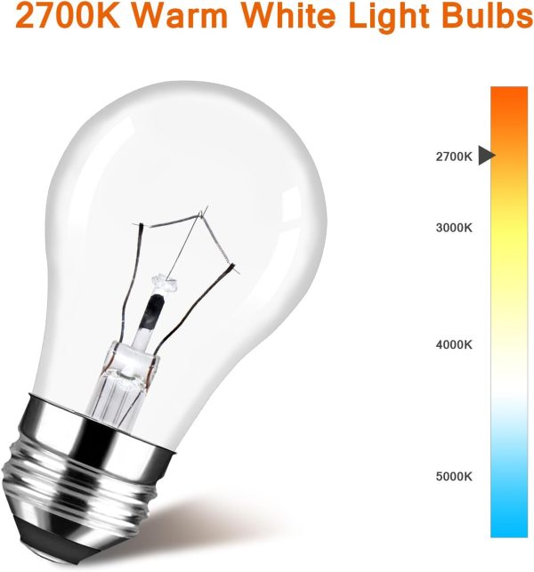 Dimmable Oven Light Bulb 2 Pack 40 Watts Appliance Bulb A15 High Heat Bulbs - Image 5
