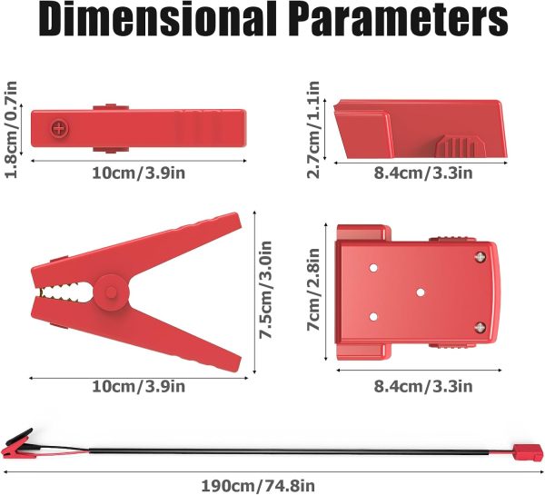 Jumper Cable Clamps for Milwaukee M18 18V, 6.2ft 8AWG Portable Battery Jump - Image 7