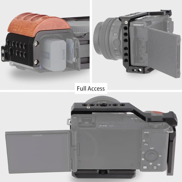 Leftfoto Upgrade Metal Cage with Wood Handle for Sony Alpha ZV-E10 Video - Image 5