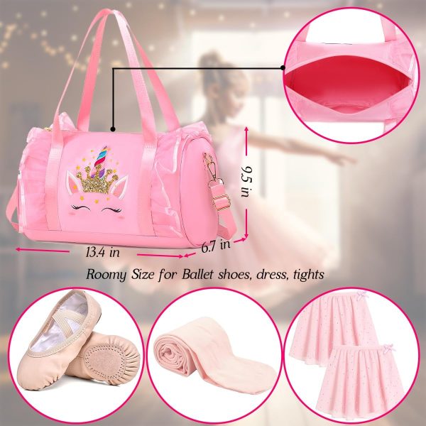 Dorlubel Cute Ballet Dance Bag Gym Travel Duffle Bag for Girls Tutu Dress - Image 3