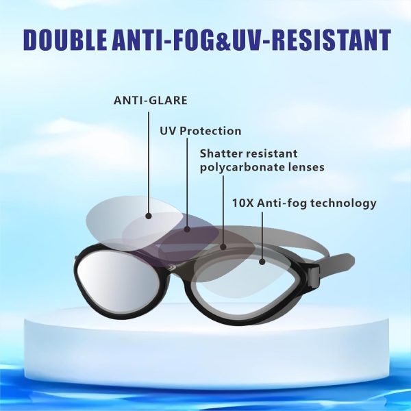 Adult Swim Goggles-Mirrored/Polarized Swimming Goggles 10x Anti-fog UV - Image 3