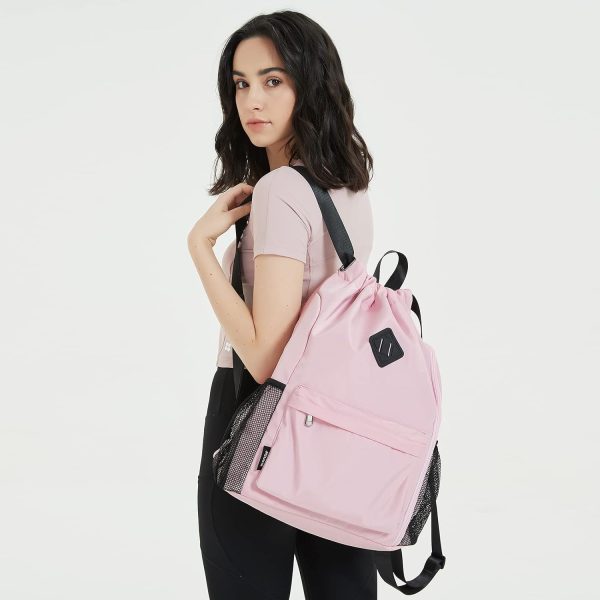 WANDF Drawstring Backpack Sports Gym Bag with Shoes Compartment, - Image 2
