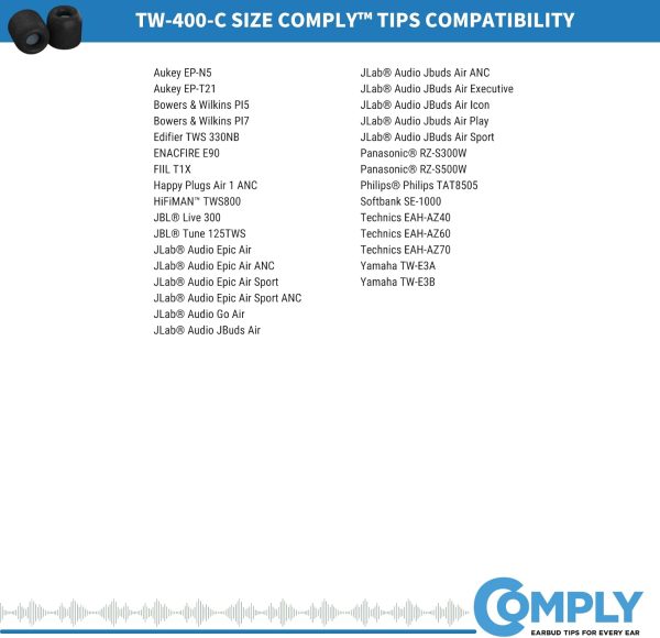 Comply TW-400-C TrueGrip Pro Earbud Tips for JLAB, Bowers & Wilkins PI7, - Image 7