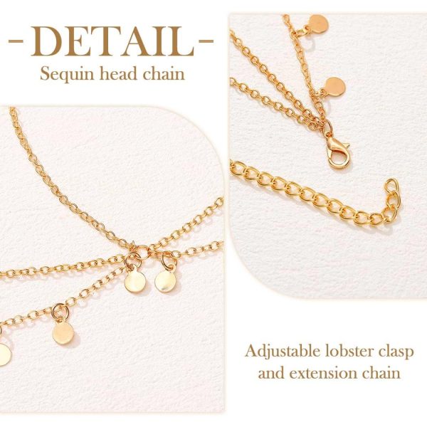 GORAIS Sequins Boho Head Chain Jewelry Hair Chain Headpiece Festival - Image 4