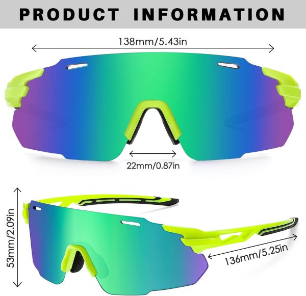 Baseball Sunglasses for Men Women, Wrap Around Sports Sunglasses for - Image 6