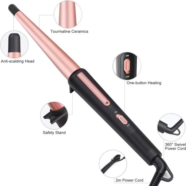 Hair Curling Wand, 0.5-1Inch Tapered Curling Iron, Professional Ceramic - Image 2
