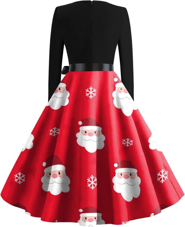 Christmas Dresses for Women,Women's Fashion V-Neck Casual Slim Christmas - Image 2