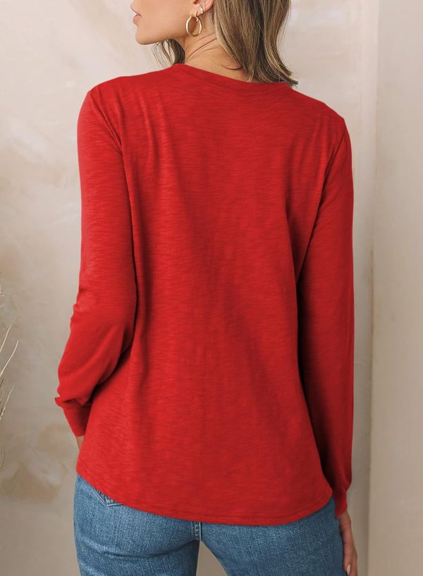 EVALESS Womens Casual Polka Dots Tops Crewneck Long Sleeve Shirts Fall 2024 - Image 4