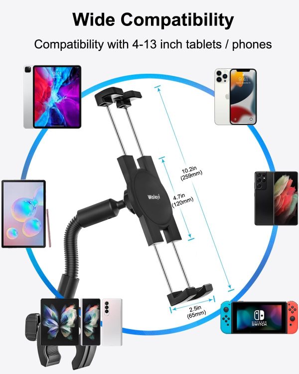 woleyi Gooseneck Tablet Bike Mount for Indoor Cycling, Gym Treadmill, Spin - Image 6