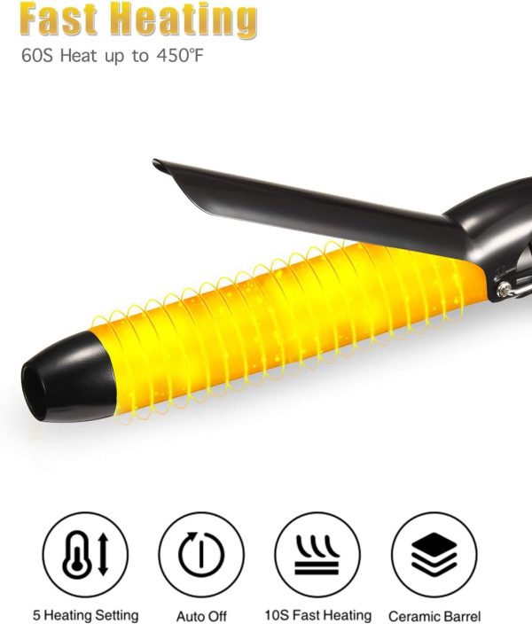 LANVIER 1.25 Inch Curling Iron, Extra Long Barrel 1 1/4 Inch Curling Iron - Image 7